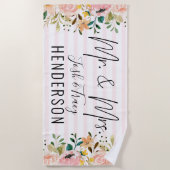 Herr & Mrs. Personalisiert Names and Last Name Flo Strandtuch (Vorderseite)