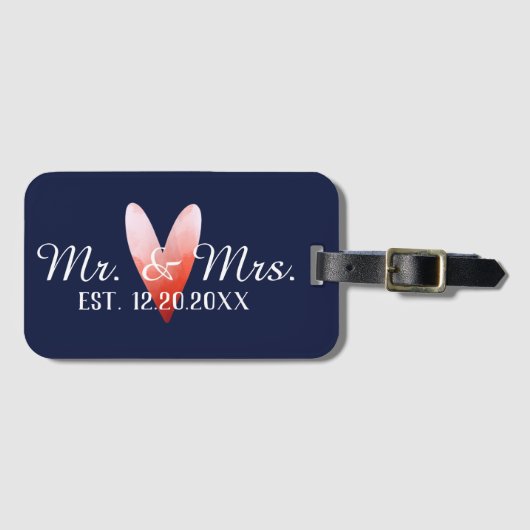 Herr & Mrs. Personalisiert Newlyweds Gepäckanhänger (Vorderseite (Horizontal))