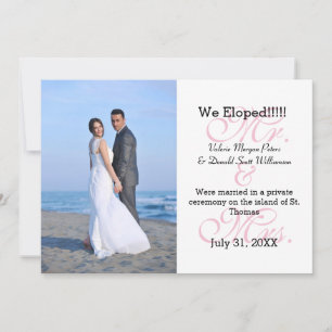 Herr & Mrs. Pink We Eloped - Ankündigung von Foto