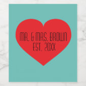 Herr & Mrs. Red Heart Weinetikett (Einzelnes Label)