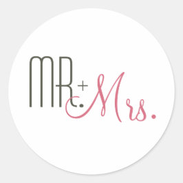 Herr & Mrs. Retro Modern Wedding Umschlag Aufklebe Runder Aufkleber