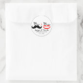 Herr & Mrs. Retro Mustache Lips Wedding Sticker (Tasche)