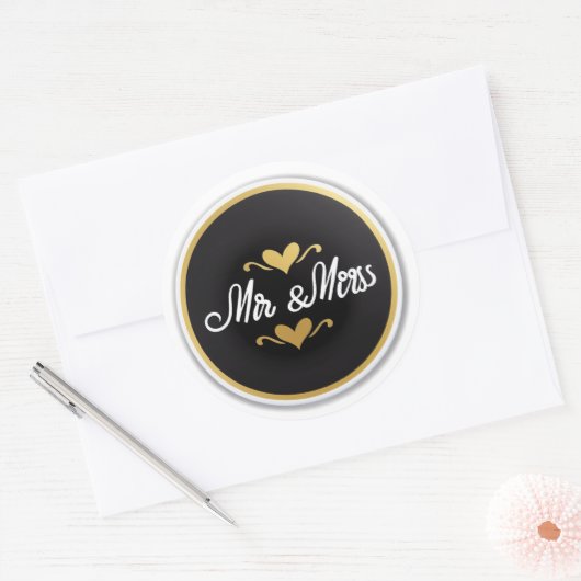 Herr & Mrs. Runder Aufkleber (Umschlag)