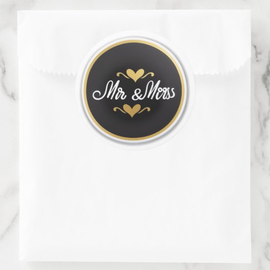 Herr & Mrs. Runder Aufkleber (Tasche)