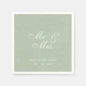 Herr & Mrs. Sage Wedding White Elegant Script Gree Serviette (Vorderseite)