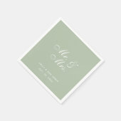 Herr & Mrs. Sage Wedding White Elegant Script Gree Serviette (Ecke)