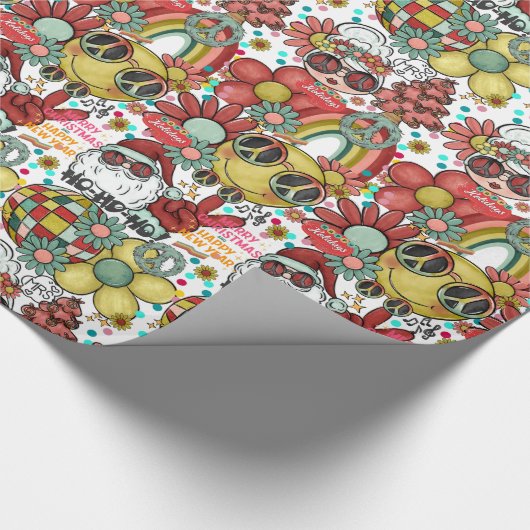 Herr&Mrs Santa Claus Groovy Weihnachtswrapping Pap Geschenkpapier (Ecke)