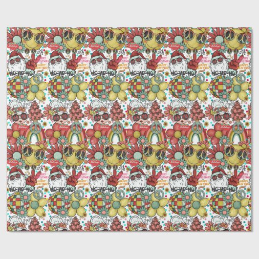 Herr&Mrs Santa Claus Groovy Weihnachtswrapping Pap Geschenkpapier (Flach)