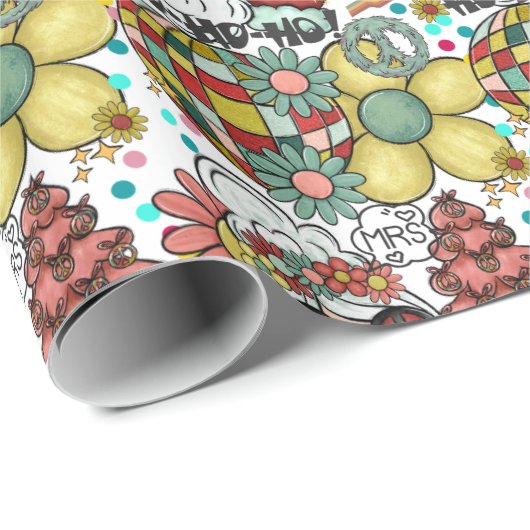 Herr&Mrs Santa Claus Groovy Weihnachtswrapping Pap Geschenkpapier (Rolleneckpunkt)