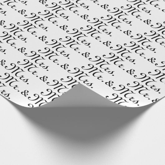 Herr & Mrs. Schwarz-weiße Hochzeitsgeschenk Wrappi Geschenkpapier (Ecke)