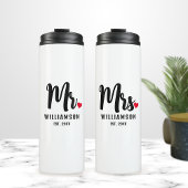 Herr & Mrs. Script Personalisiert Name Monogram He Thermosbecher