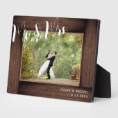 Herr & Mrs. Script Rustic Wedding Foto Frame Fotoplatte (Seite)