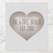 Herr & Mrs. Silver Jubiläum Herzweinsiegel Weinetikett (Einzelnes Label)