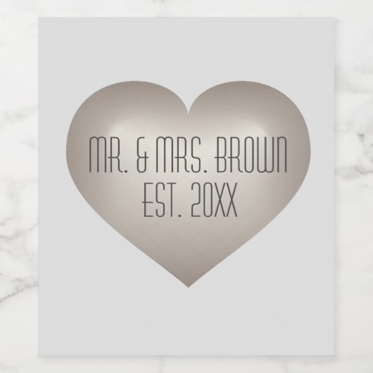 Herr & Mrs. Silver Jubiläum Herzweinsiegel Weinetikett (Einzelnes Label)