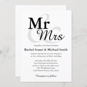 Herr &Mrs Simple Elegant Typografy Wedding Einladung