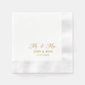 Herr & Mrs. Simple Script Gold Wedding Napkins Serviette (Vorderseite)