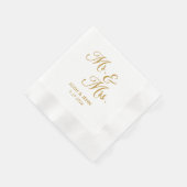 Herr & Mrs. Simple Script Gold Wedding Napkins Serviette (Ecke)
