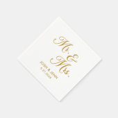 Herr & Mrs. Simple Script Gold Wedding Napkins Serviette (Ecke)