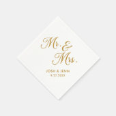Herr & Mrs. Simple Script Gold Wedding Napkins Serviette (Ecke)