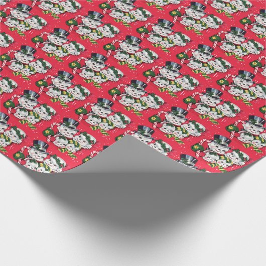 Herr & Mrs. Snowman and Snowkids Geschenkpapier (Ecke)