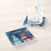 Herr & Mrs. Snowman Custom Glass Untersetzer (Schrägansicht)