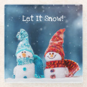 Herr & Mrs. Snowman Custom Glass Untersetzer (Vorderseite)