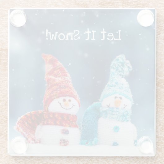 Herr & Mrs. Snowman Custom Glass Untersetzer (Rückseite)