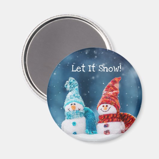 Herr & Mrs. Snowman Custom magnet (Vorderseite/Rückseite)
