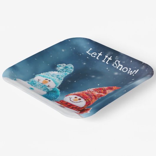 Herr & Mrs. Snowman Custom Paper Tellers Pappteller (Gewinkelt)