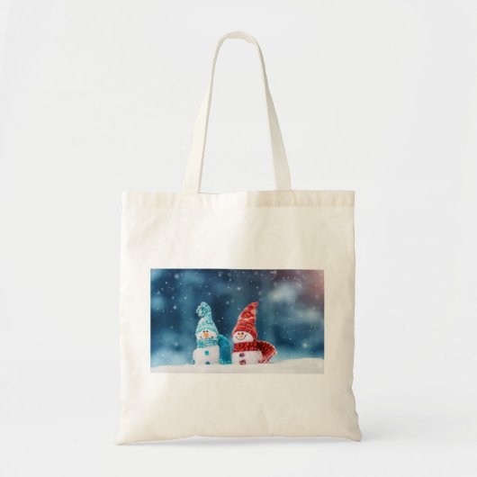 Herr & Mrs. Snowman Tote Bag Tragetasche (Vorne)