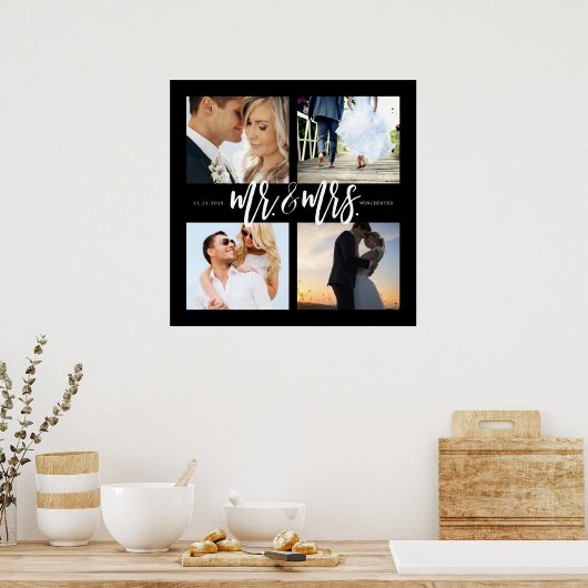 Herr & Mrs Square 4 Foto Collage Poster (Küche)