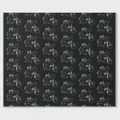 Herr & Mrs. Text Hochzeitsschrift auf schwarz Geschenkpapier (Flach)