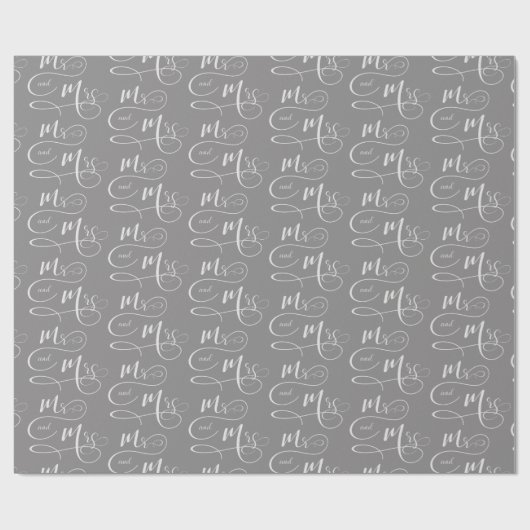 Herr & Mrs. Text Hochzeitsskript Geschenkpapier (Flach)