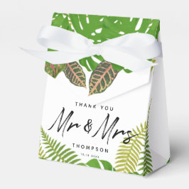 Herr & Mrs. Tropical Blätter Script Wedding Geschenkschachtel