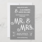Herr & Mrs Typografy gray Kraftpapier Hochzeit Einladung (Vorderseite)