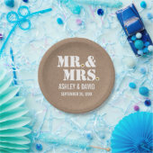 Herr & Mrs. typography rustic kraft wedding Pappteller (Party)