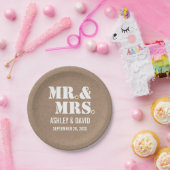 Herr & Mrs. typography rustic kraft wedding Pappteller (Party)