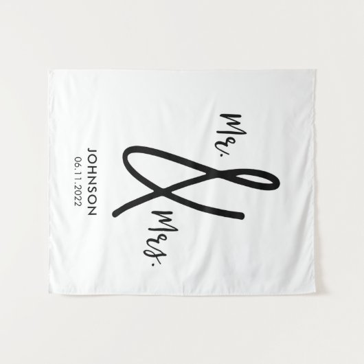 Herr & Mrs. Wedding Backdrop Benutzerdefinierter N Wandteppich (Vorderseite (Horizontal))