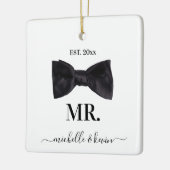 Herr & Mrs Wedding Black & White Keramikornament (Links)