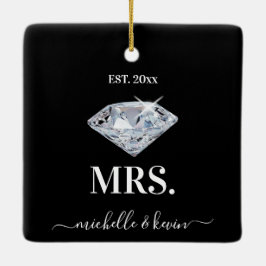 Herr & Mrs Wedding Black & White Keramikornament