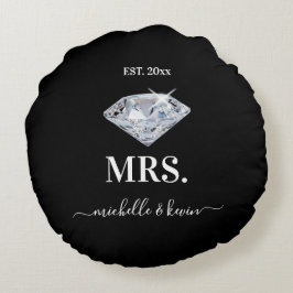 Herr & Mrs Wedding Black & White Rundes Kissen