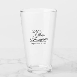 Herr & Mrs. Wedding Celebration Date Keepake Glas