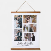 Herr & Mrs. Wedding Foto Keepake Wandteppich Mit Holzrahmen (Vorderseite)