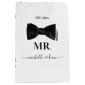 Herr & Mrs. Wedding Party Black & White Mittlere Geschenktüte (Vorderseite)