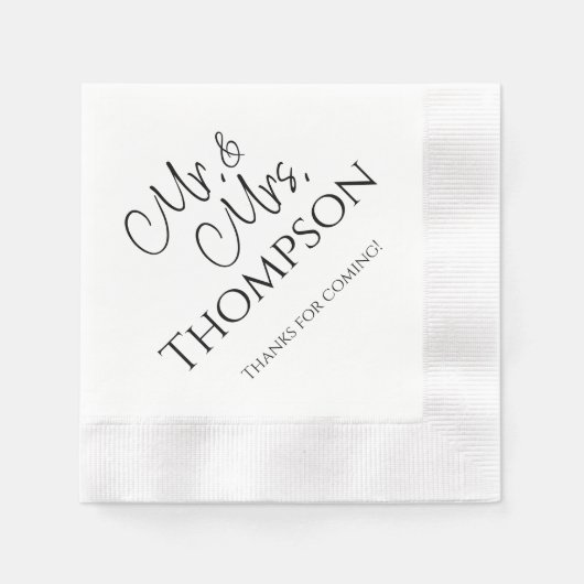 Herr & Mrs. Wedding Reception Cocktail Napkins Serviette (Vorderseite)