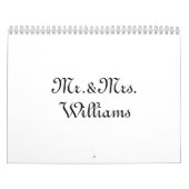 Herr & Mrs. white black custom script name elegant Kalender (Titelbild)