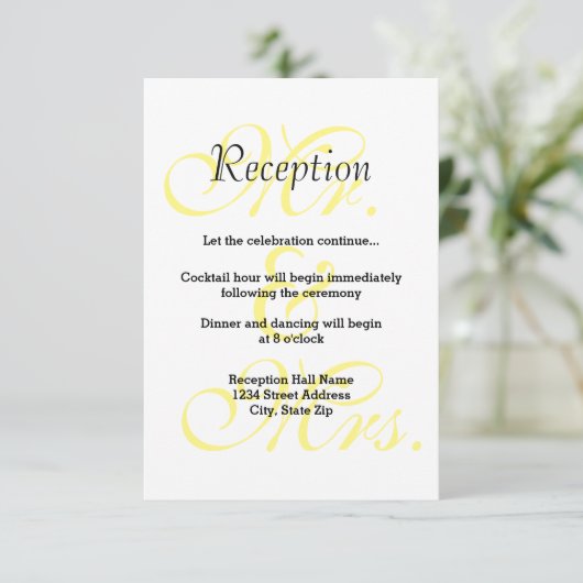 Herr & Mrs. Yellow - Einladung des Empfangs (Stehend Vorderseite)