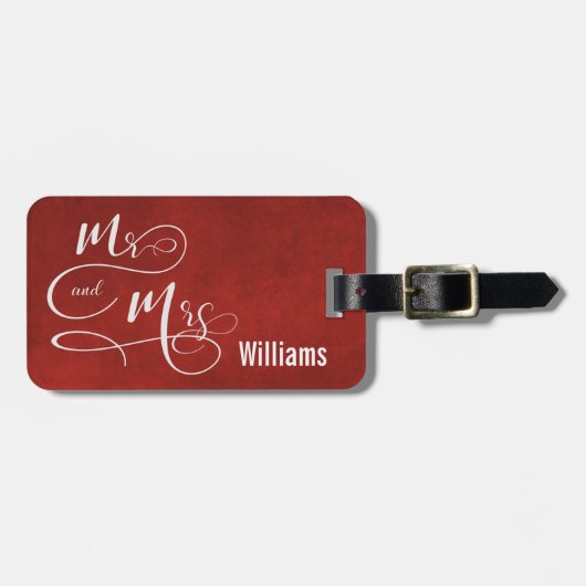 Herr & Mrs. zu Roter Textur Gepäckanhänger (Vorderseite horizontal)