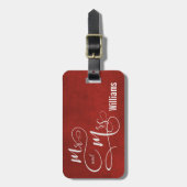 Herr & Mrs. zu Roter Textur Gepäckanhänger (Vorderseite vertikal)