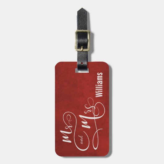 Herr & Mrs. zu Roter Textur Gepäckanhänger (Vorderseite vertikal)